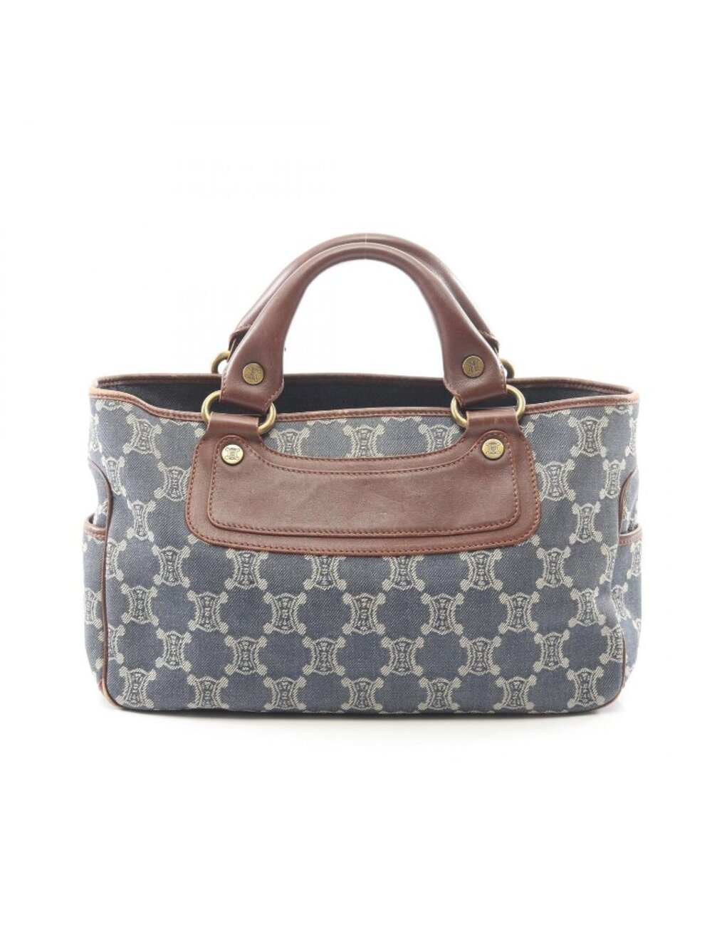 Celine Handbag Boogie Bag Paris Macadamia Blue Brown Denim Leather